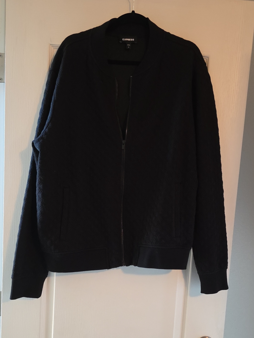 Express Quilted Bomber Jacket in Black